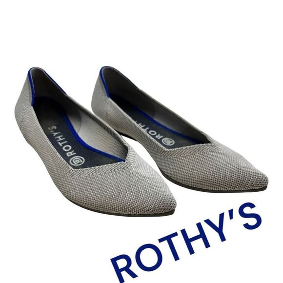 Rothy's Women's Knit The Point Cloud Birdseye Slip-On Flat Shoes Gray Size 7.5 - Picture 1 of 8